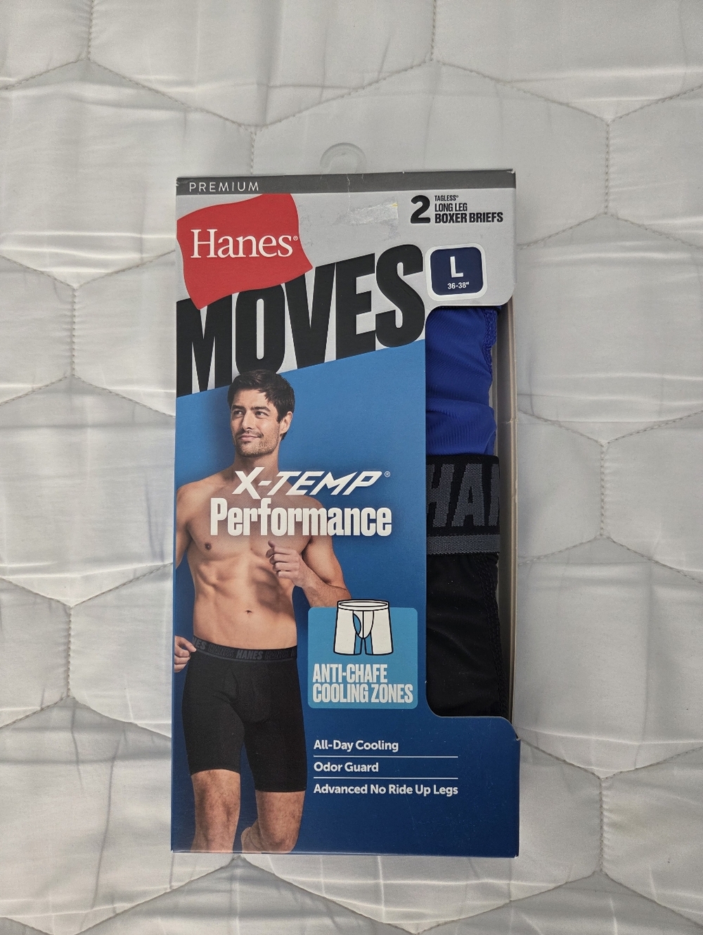 Hanes Moves X-Temp Performance Boxer Briefs - Black & Blue